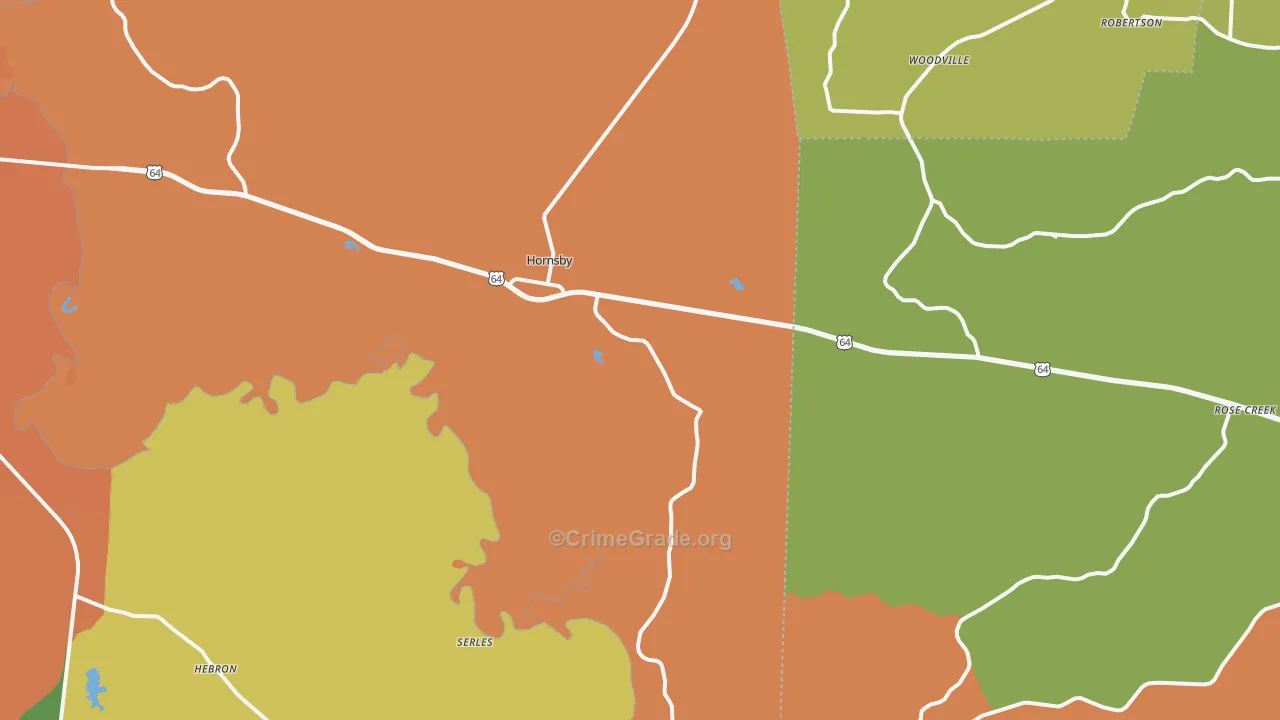 Hornsby, TN Map of Assault Rates