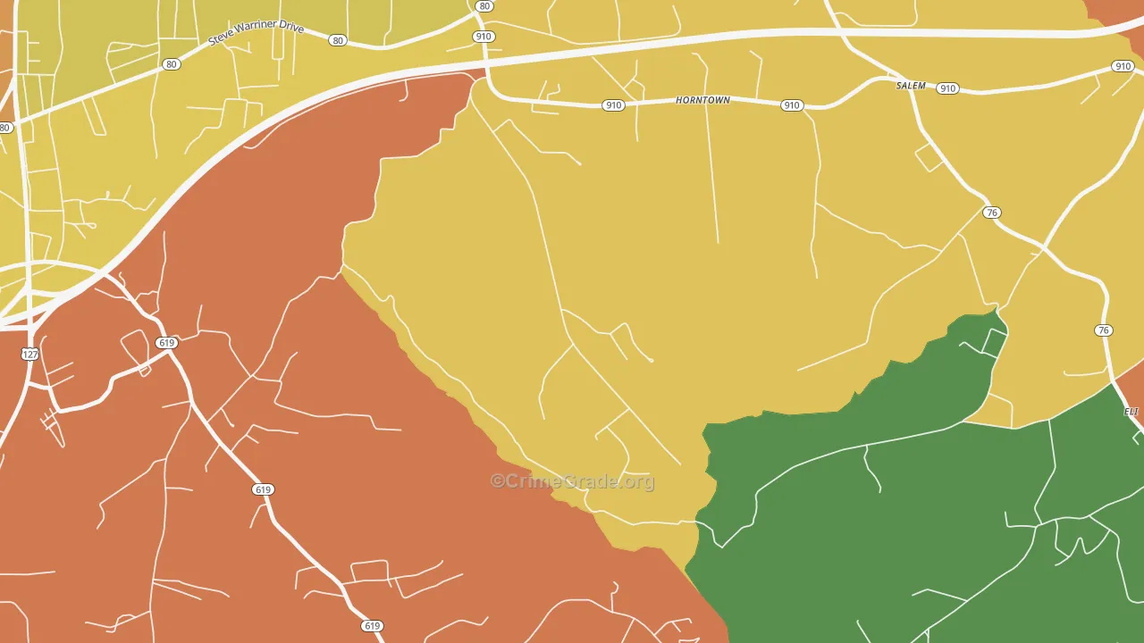 Horntown, KY Map of Assault Rates