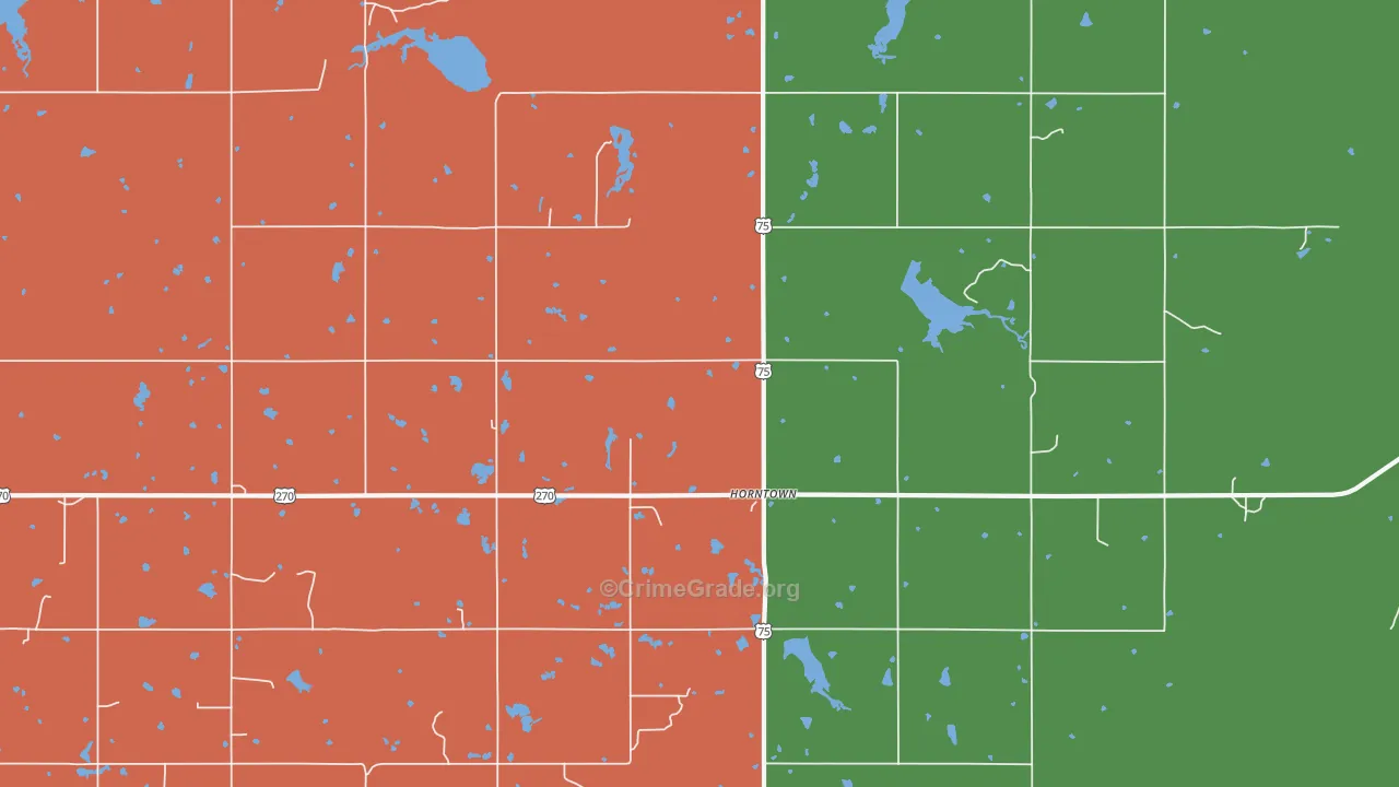 Horntown, OK Map of Assault Rates