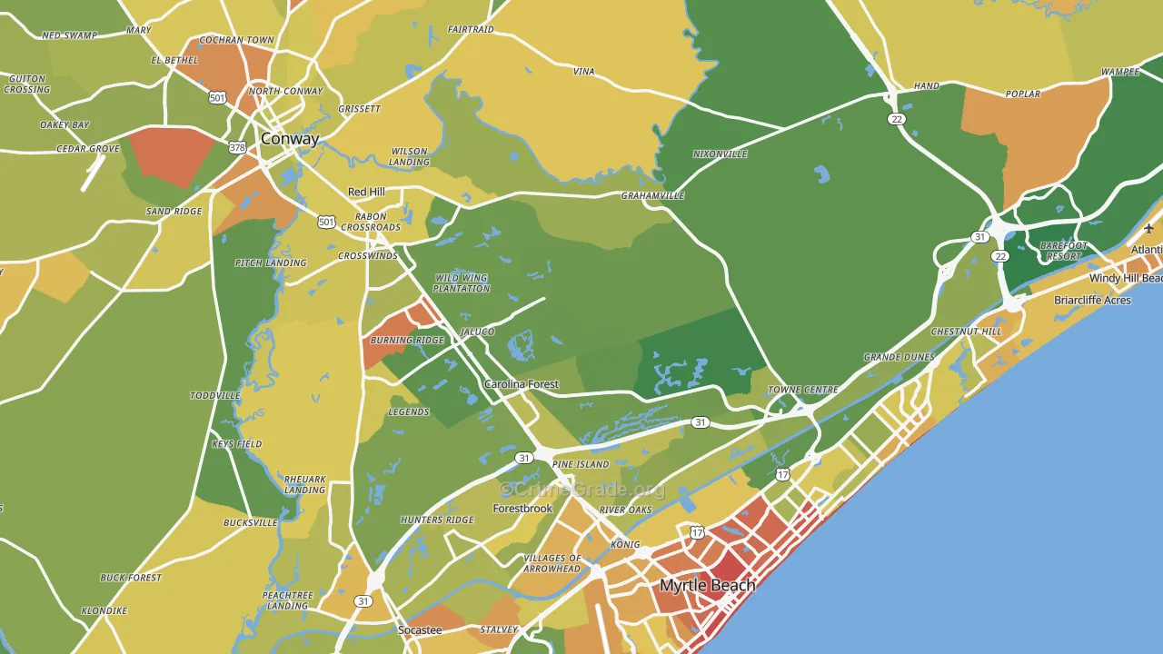 Horry County, SC Map of Assault Rates