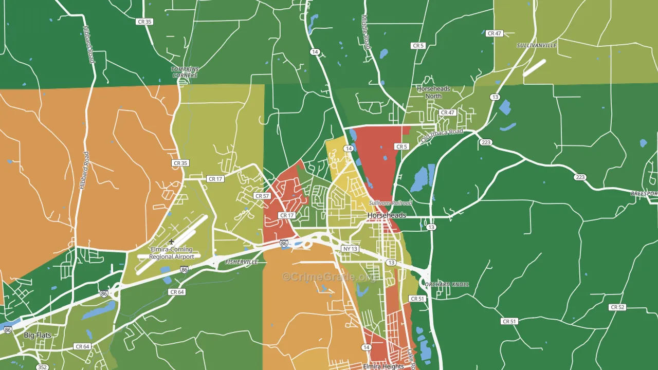 Horseheads, NY Map of Assault Rates