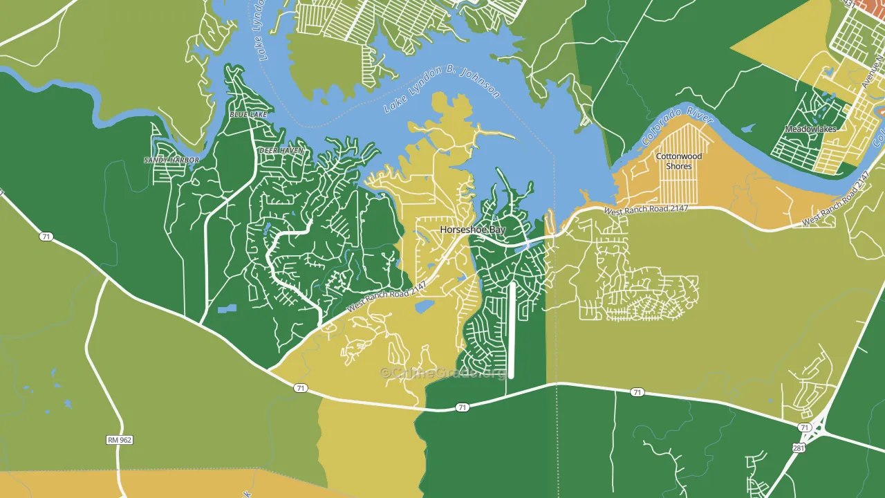 Horseshoe Bay, TX Map of Assault Rates