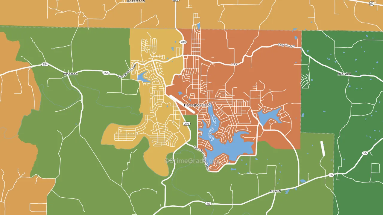 Horseshoe Bend, AR Map of Assault Rates