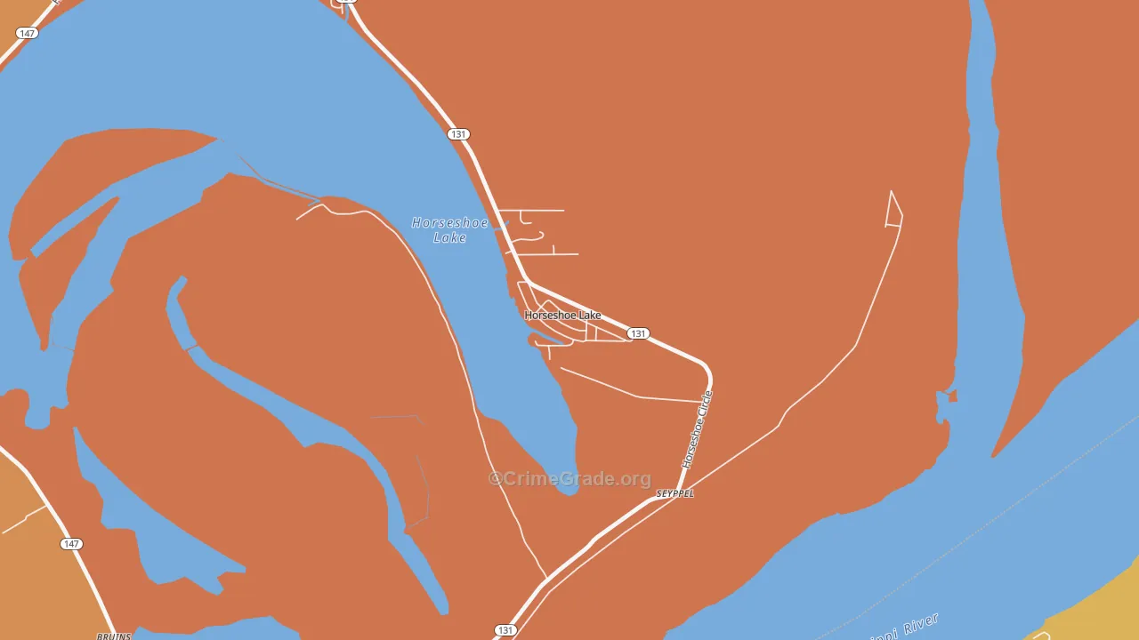 Horseshoe Lake, AR Map of Assault Rates