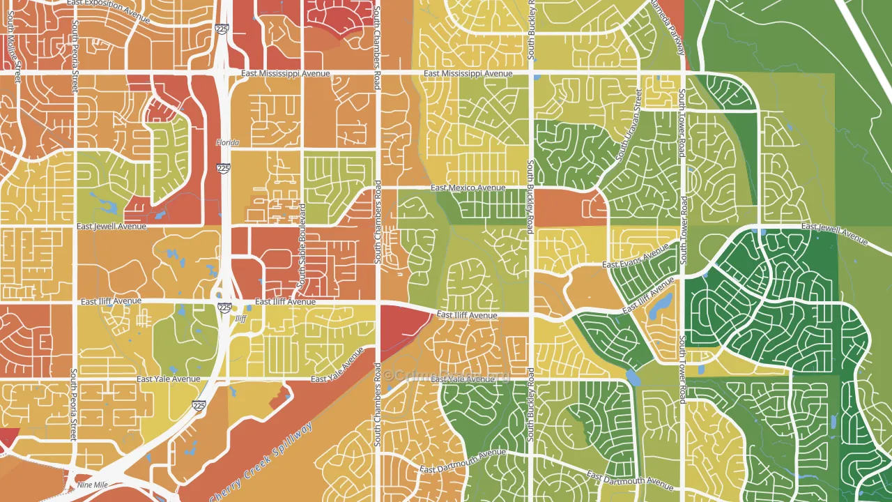 Horseshoe Park, Aurora, CO Map of Assault Rates