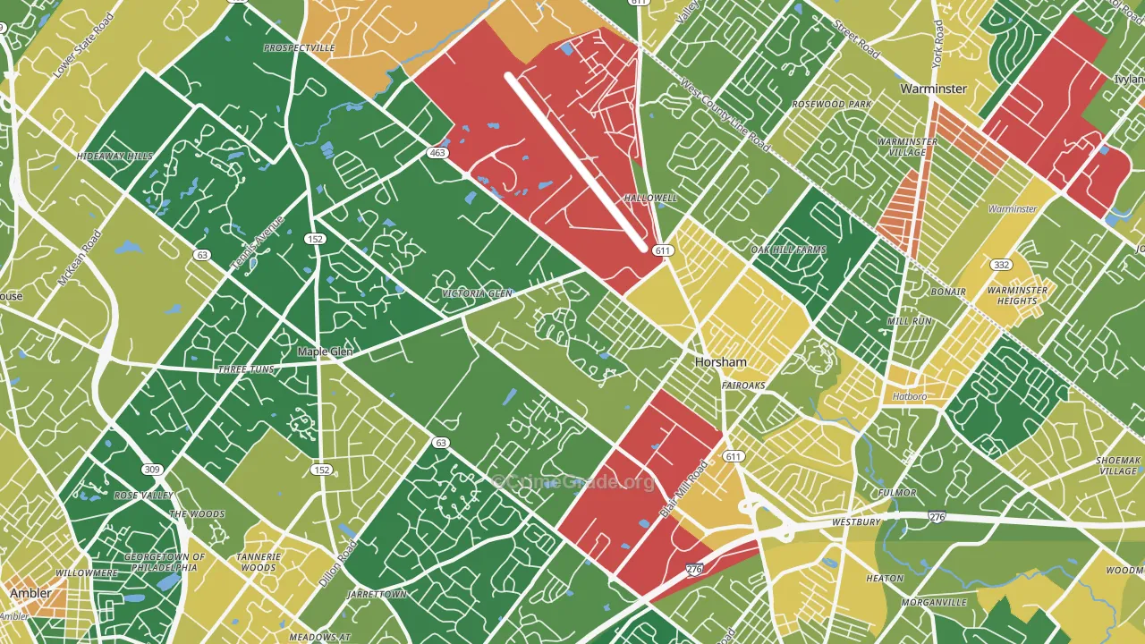 Horsham, PA Map of Assault Rates