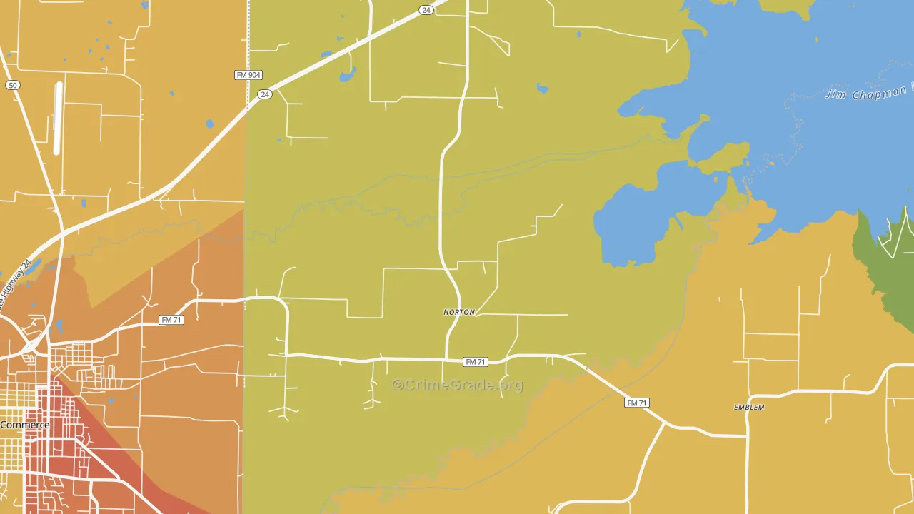 Horton, TX Map of Assault Rates