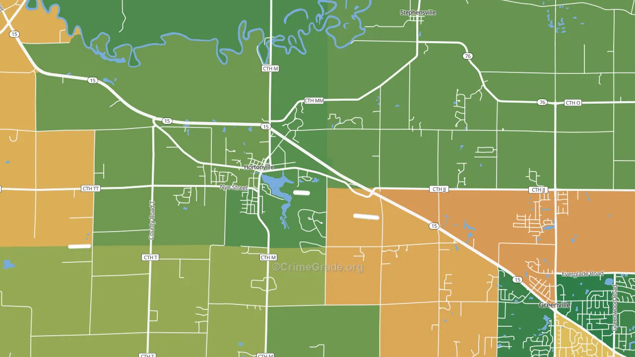Hortonville, WI Map of Assault Rates