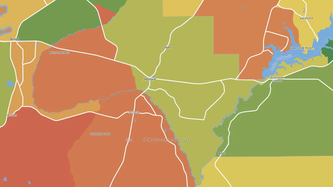 Hosford, FL Map of Assault Rates
