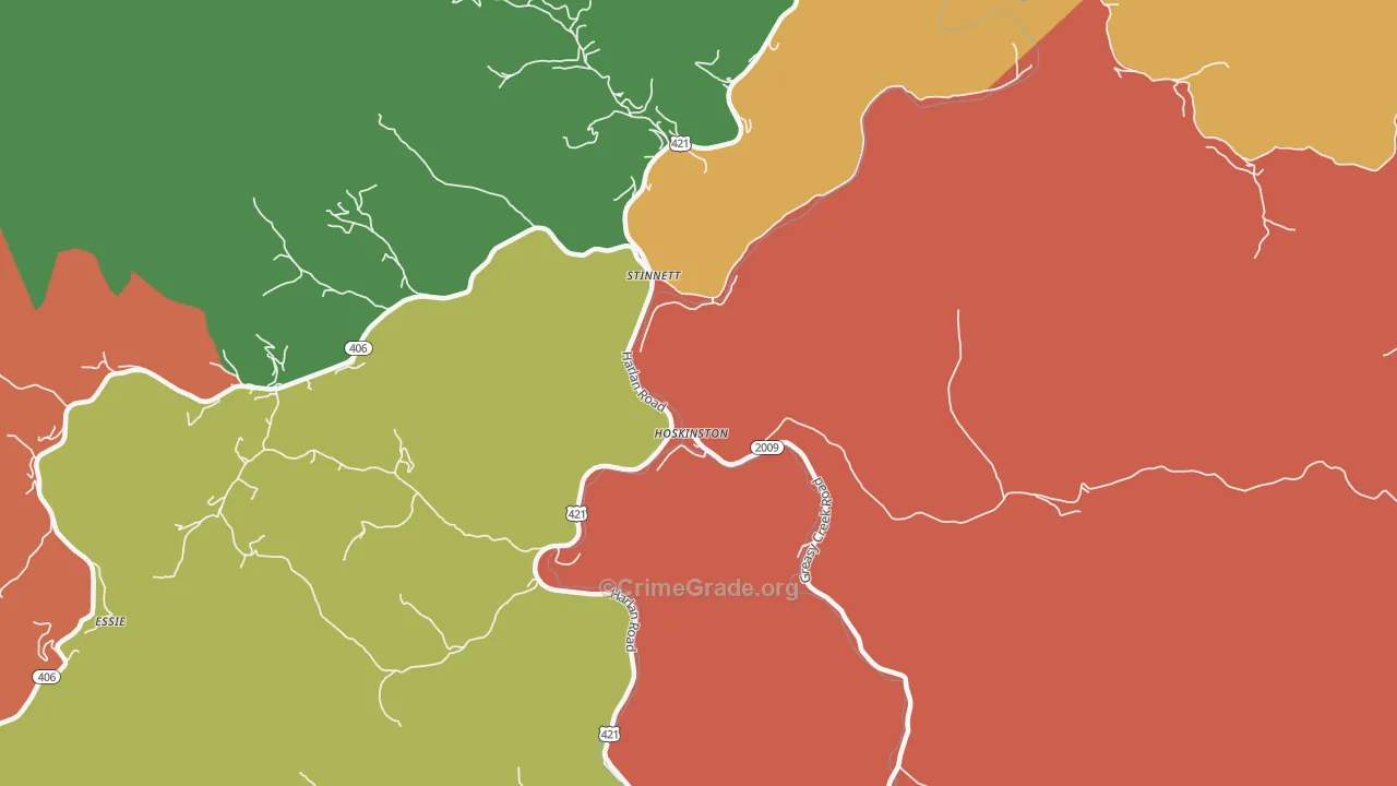 Hoskinston, KY Map of Assault Rates