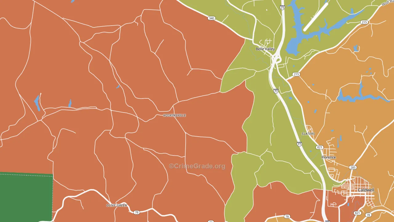 Hoskinsville, OH Map of Assault Rates