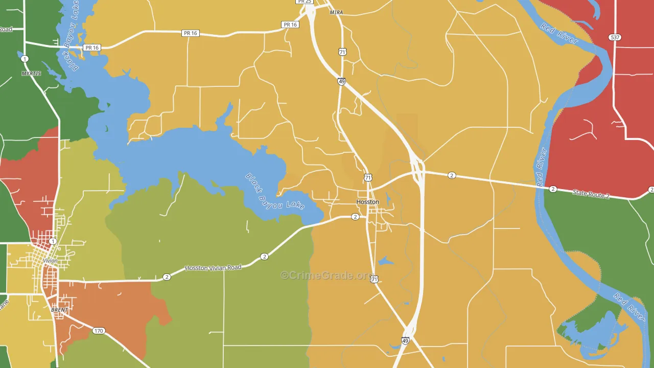 Hosston, LA Map of Assault Rates