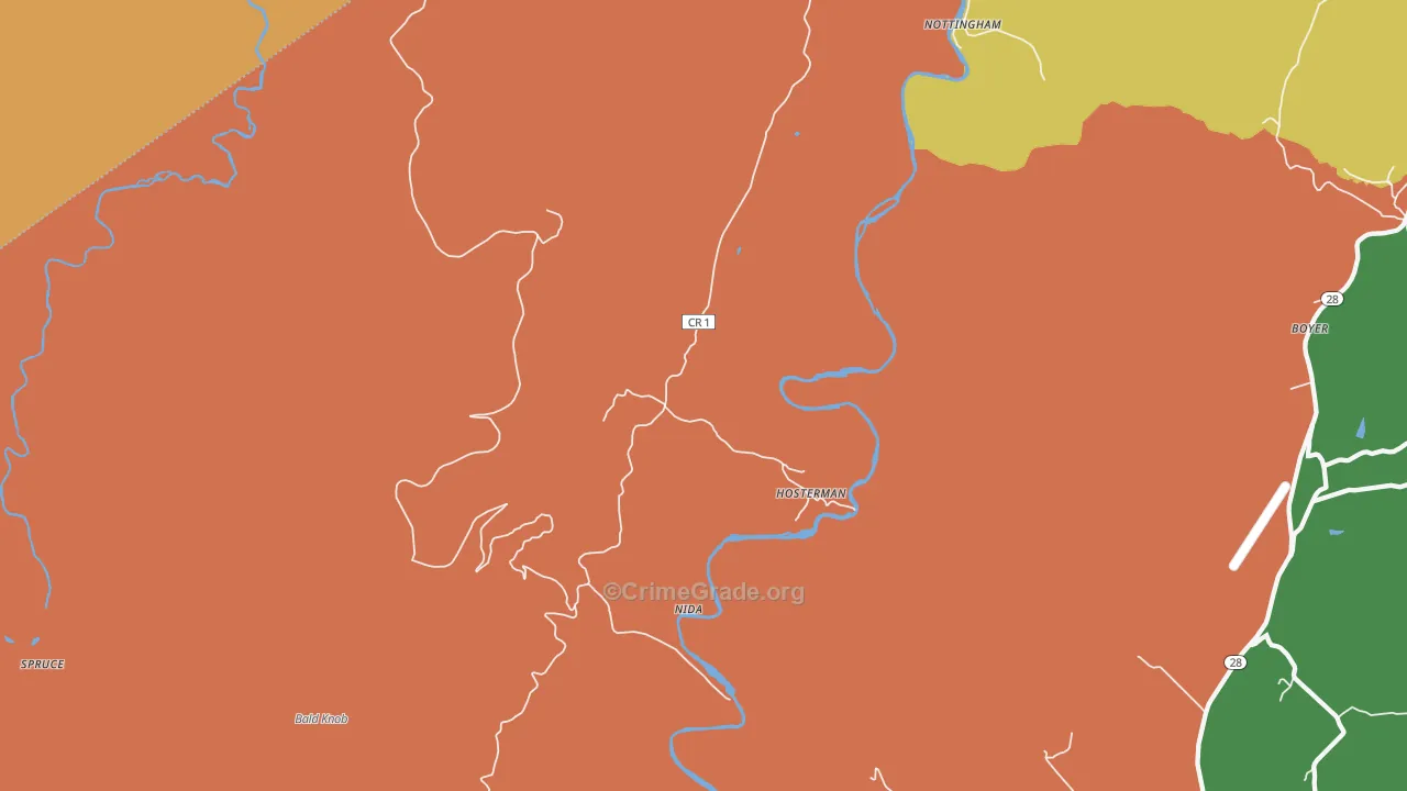 Hosterman, WV Map of Assault Rates