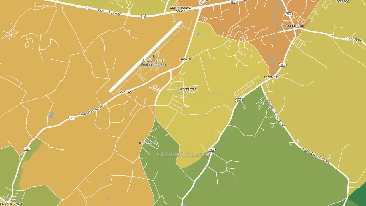Hostetter, PA Map of Assault Rates