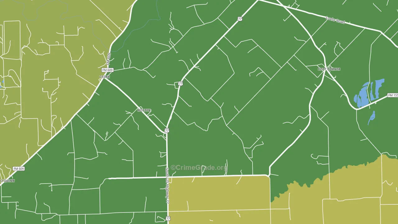 Hostyn, TX Map of Assault Rates