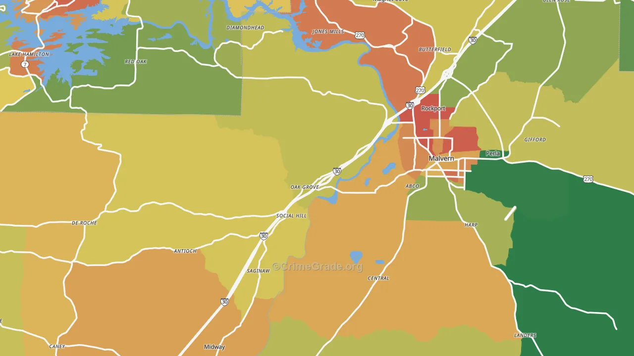 Hot Spring County, AR Map of Assault Rates
