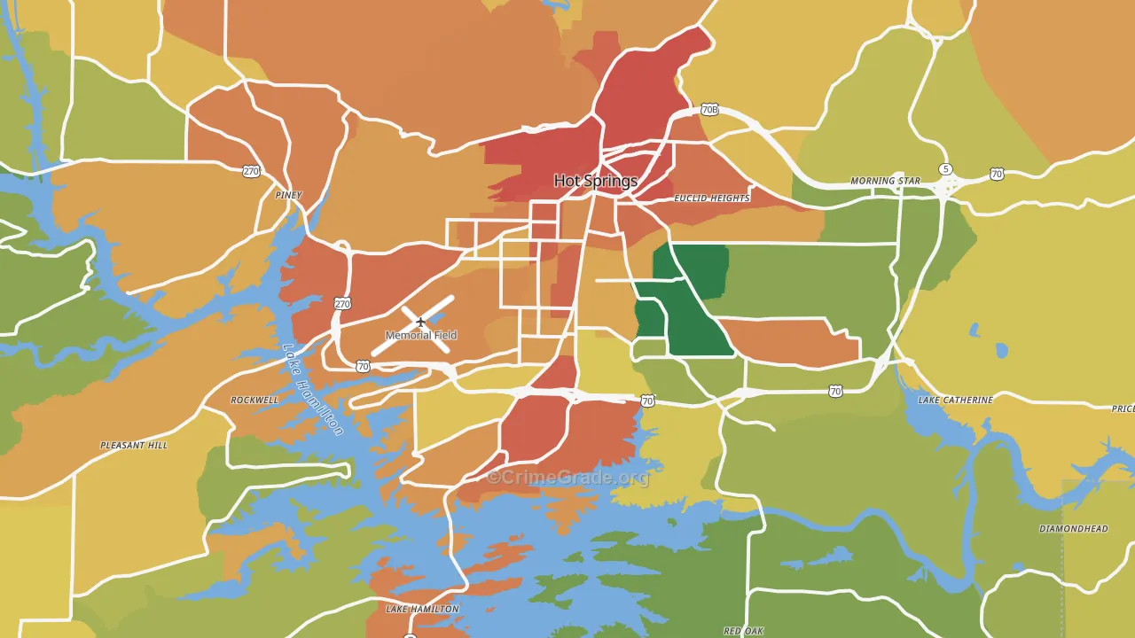 Hot Springs, AR Map of Assault Rates