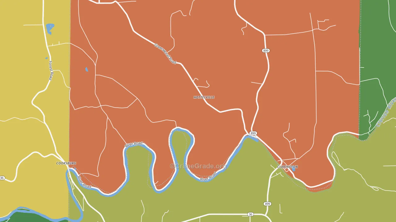 Hottelville, PA Map of Assault Rates