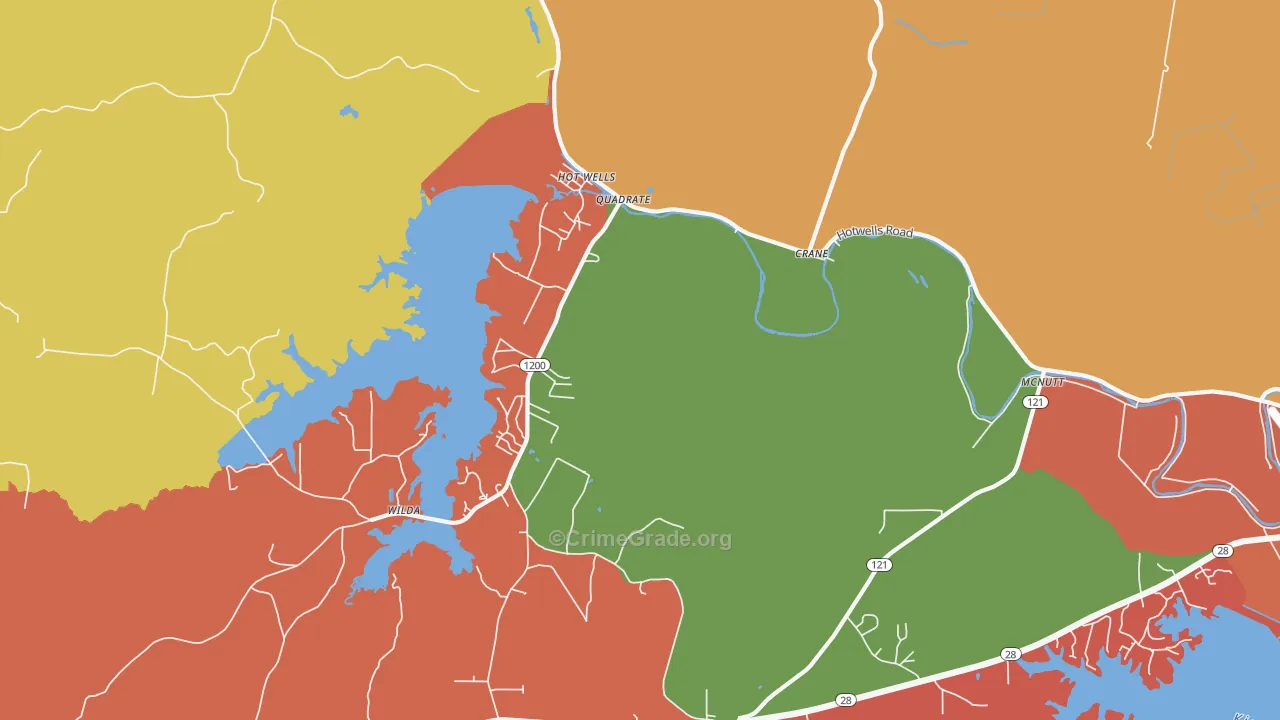 Hotwells, LA Map of Assault Rates
