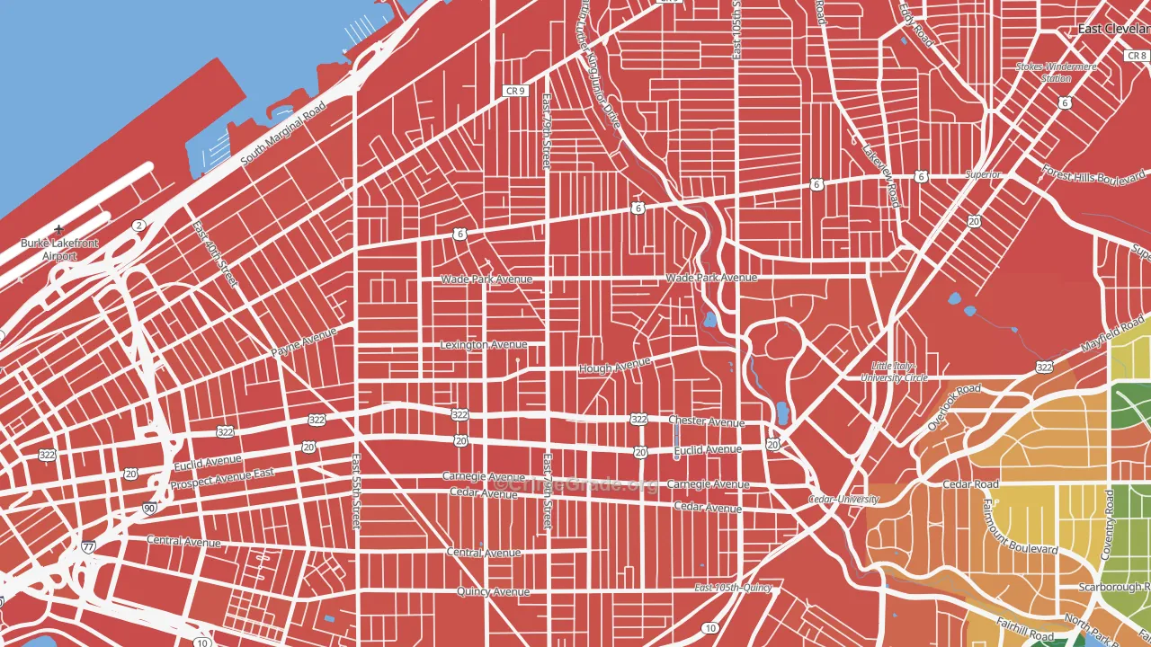 Hough, Cleveland, OH Map of Assault Rates