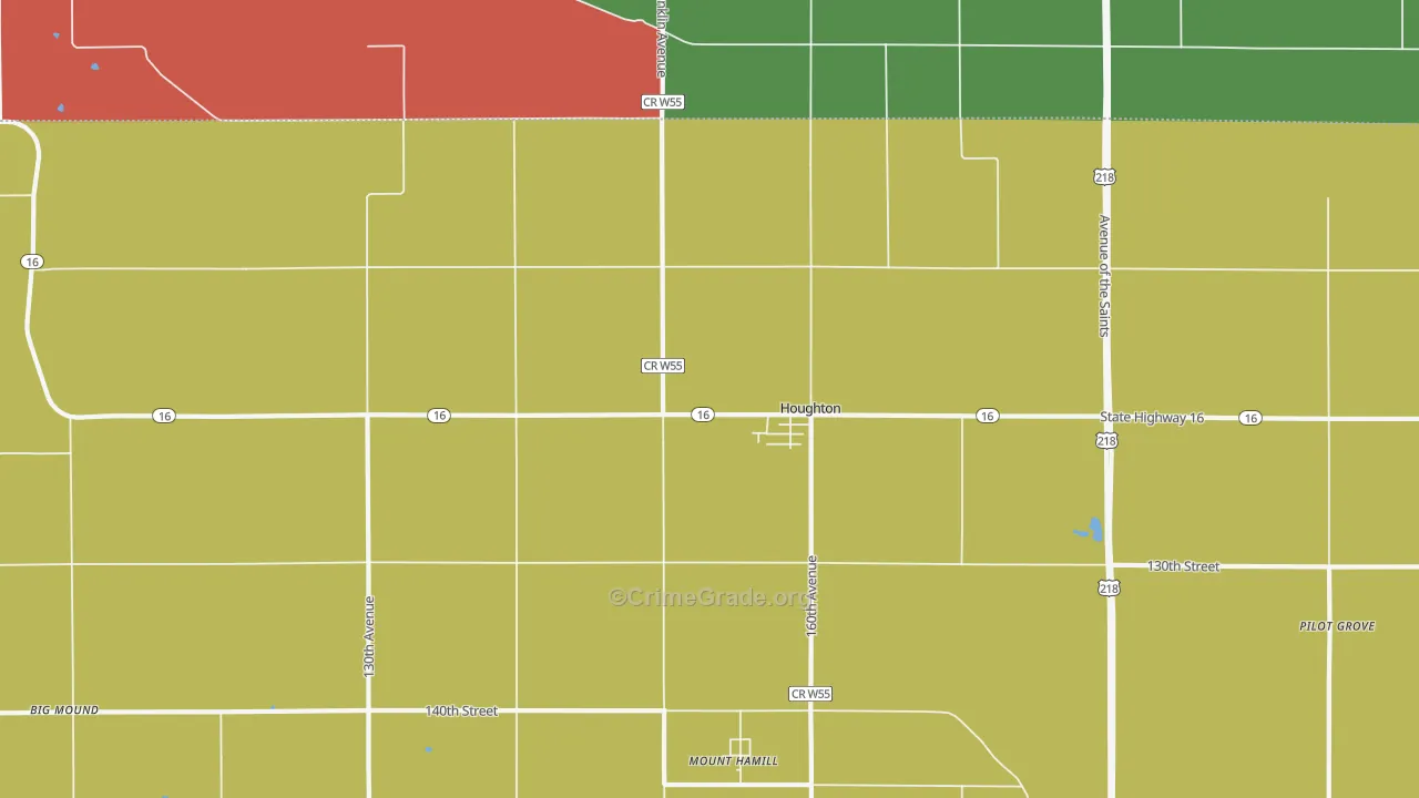 Houghton, IA Map of Assault Rates