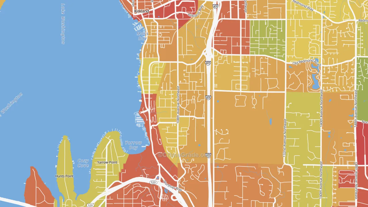 Houghton, Kirkland, WA Map of Assault Rates