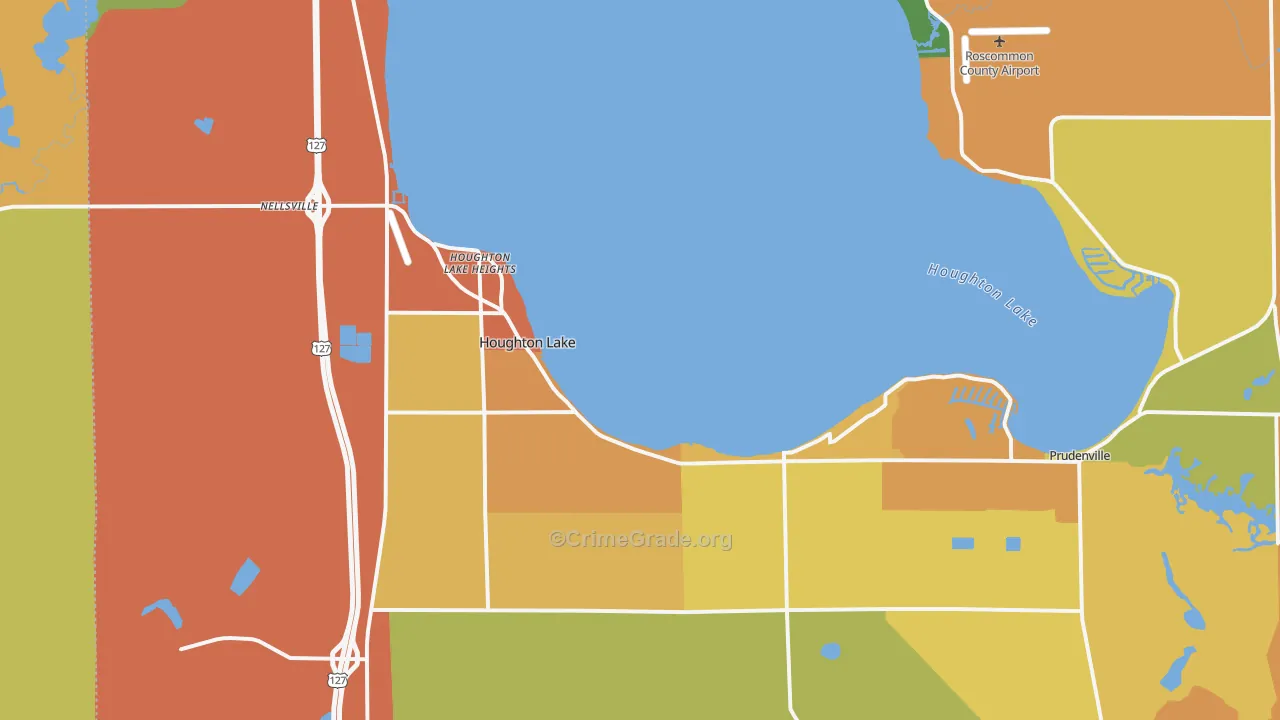 Houghton Lake, MI Map of Assault Rates