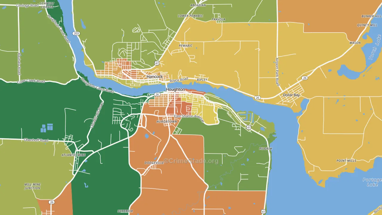 Houghton, MI Map of Assault Rates