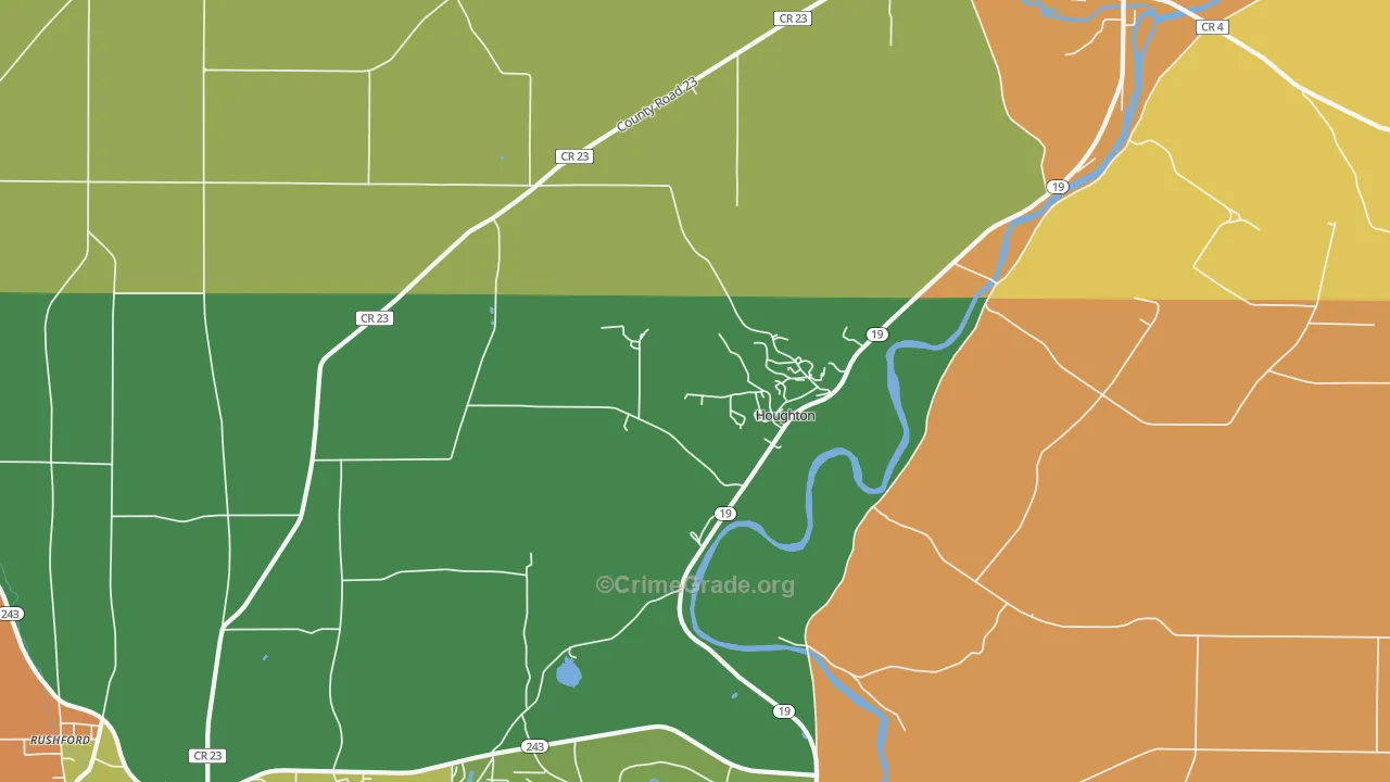 Houghton, NY Map of Assault Rates
