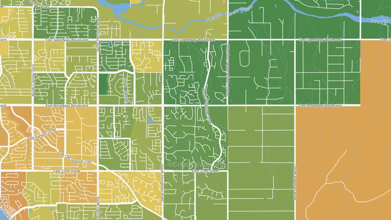 Houghton, Tucson, AZ Map of Assault Rates