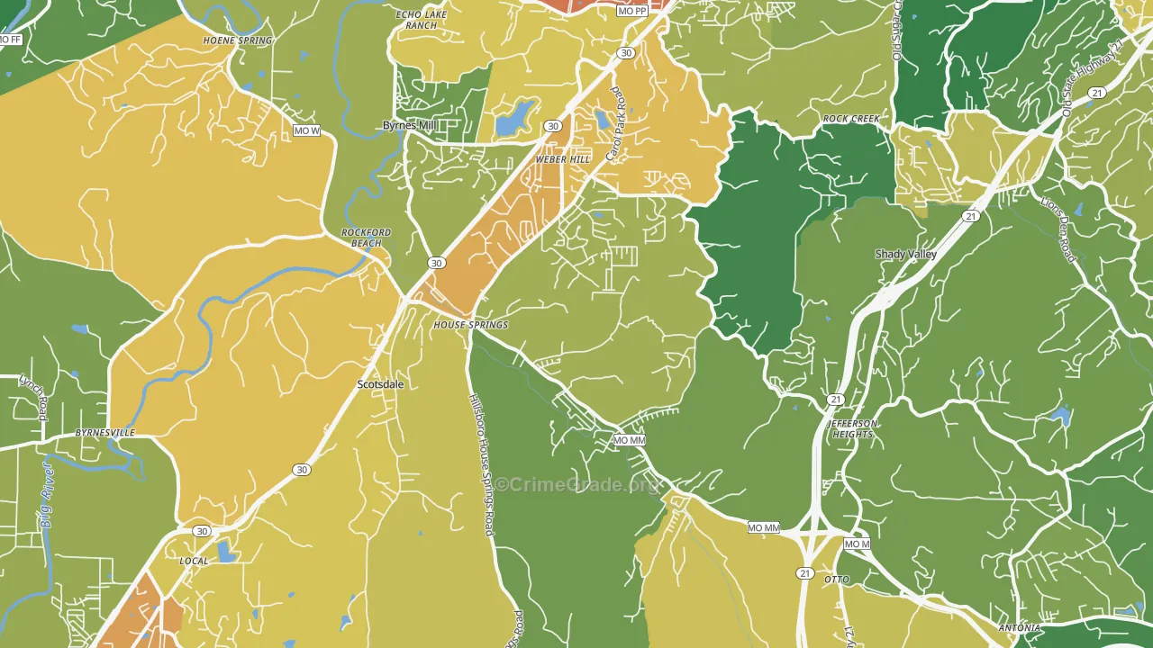 House Springs, MO Map of Assault Rates
