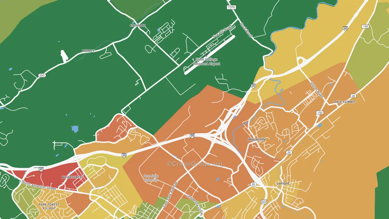 Houserville, PA Map of Assault Rates
