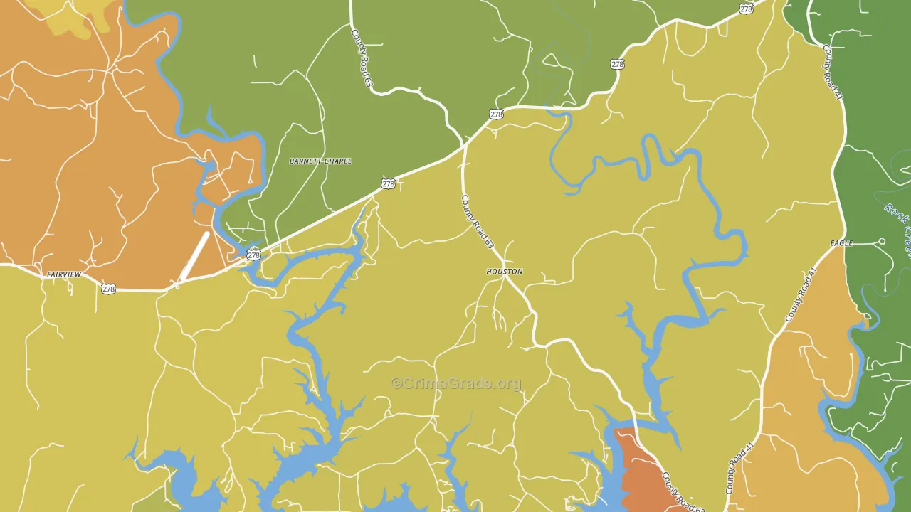 Houston, AL Map of Assault Rates