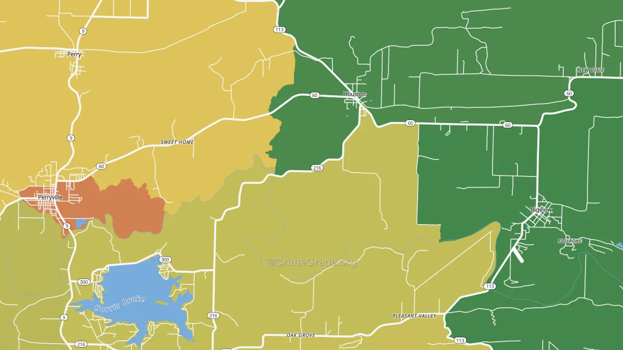 Houston, AR Map of Assault Rates