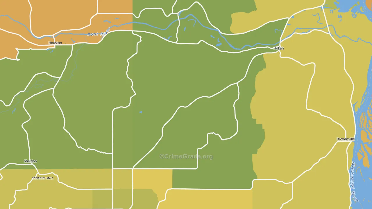 Houston County, MN Map of Assault Rates