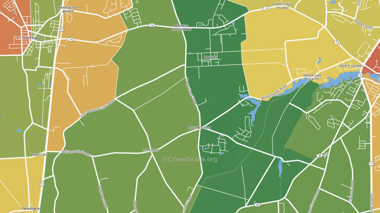 Houston, DE Map of Assault Rates