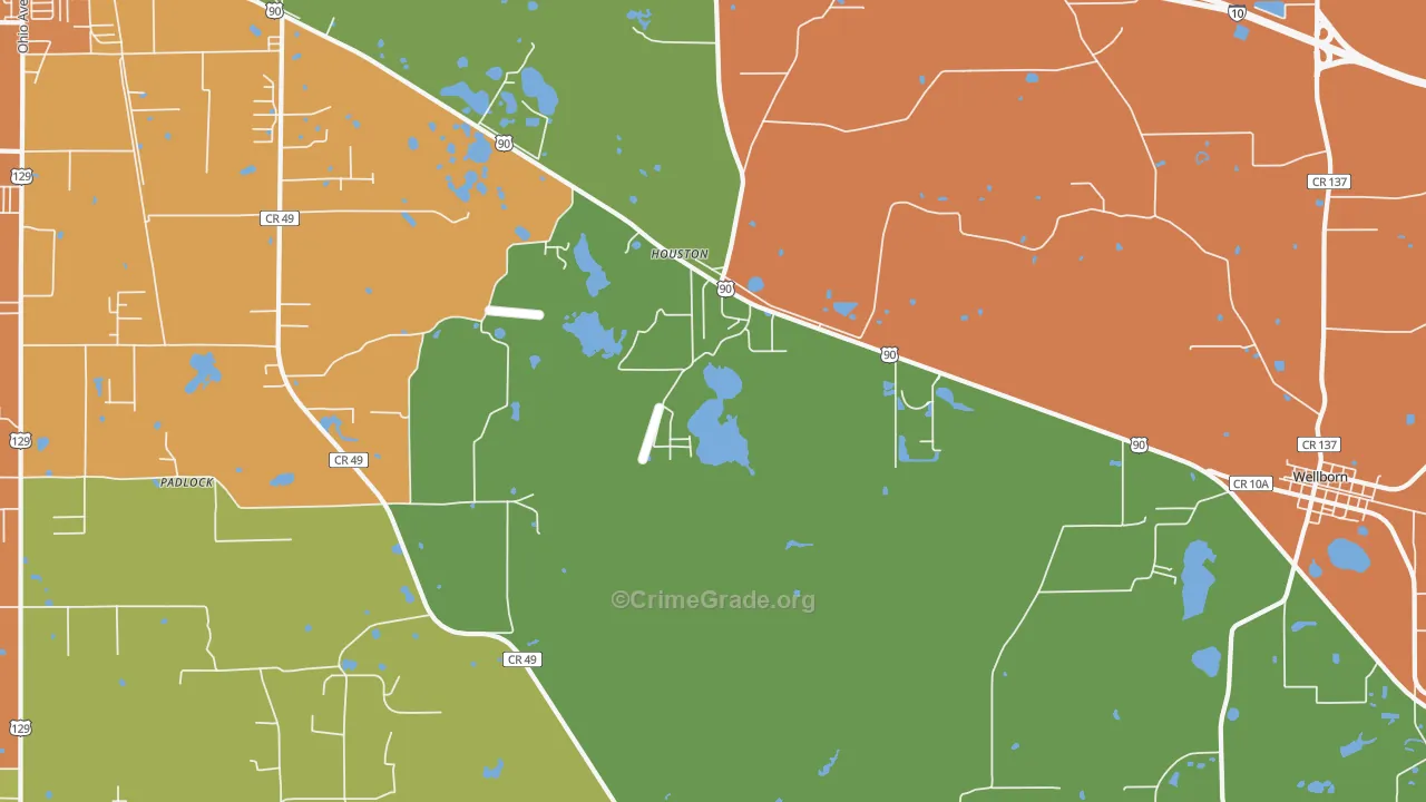 Houston, FL Map of Assault Rates