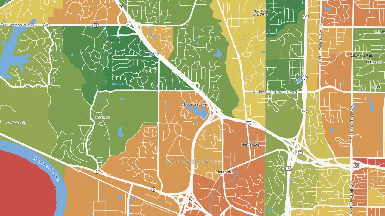 Houston Lake, MO Map of Assault Rates