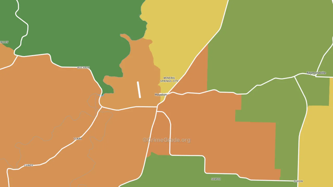 Houston, MO Map of Assault Rates