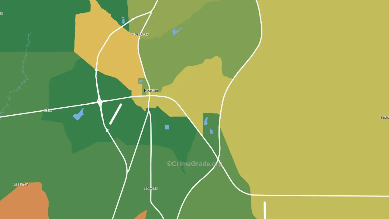 Houston, MS Map of Assault Rates