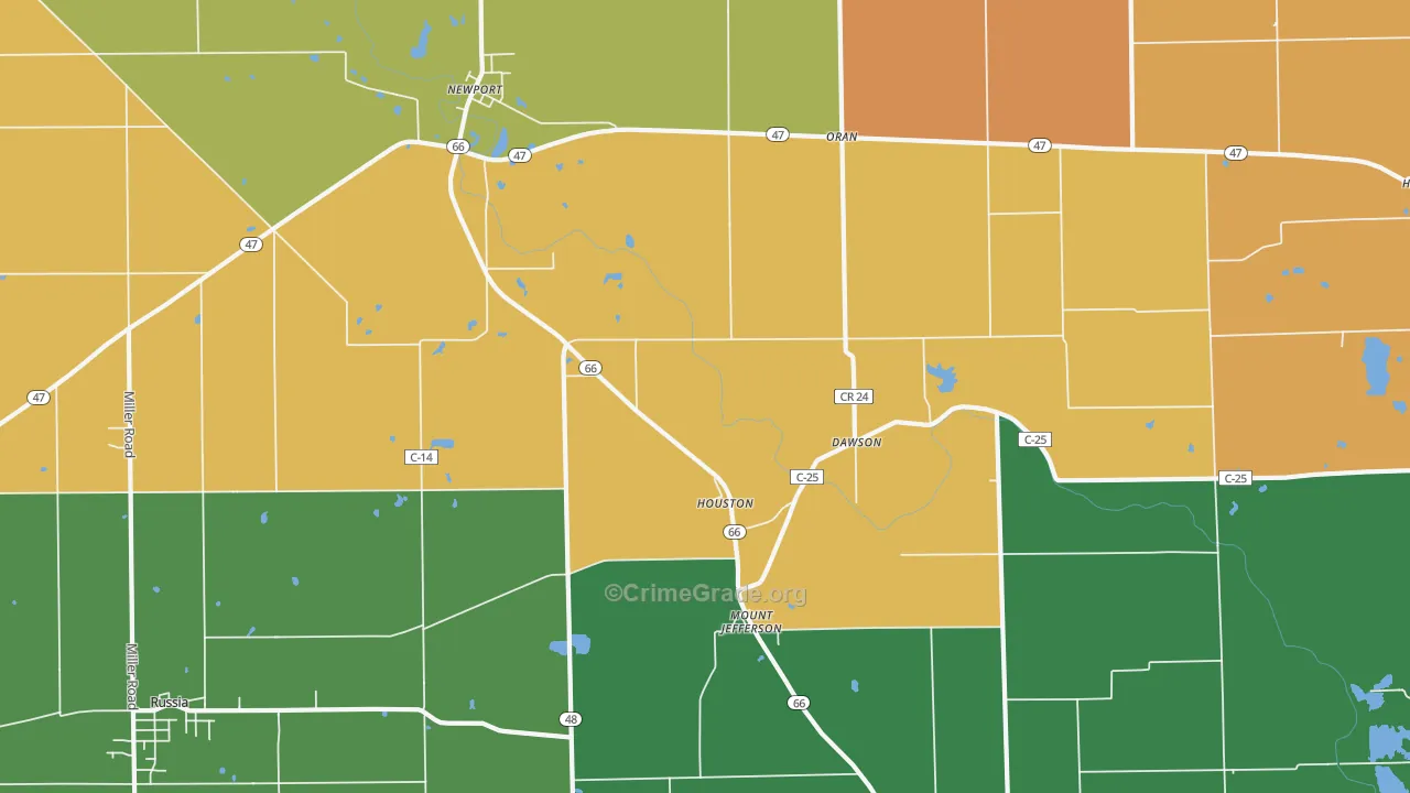 Houston, OH Map of Assault Rates
