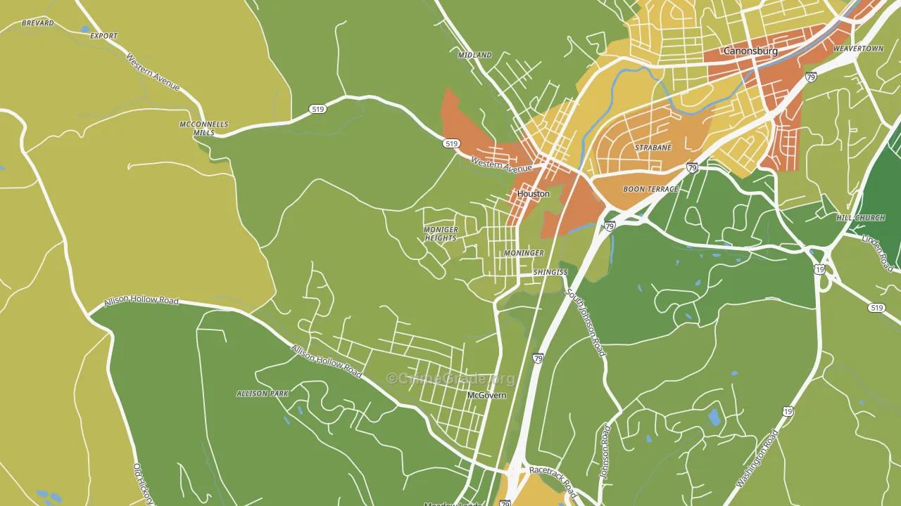 Houston, PA Map of Assault Rates