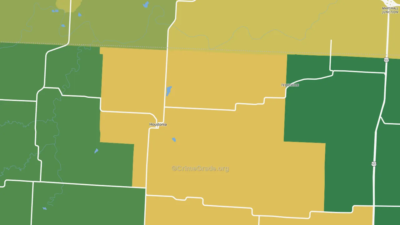Houstonia, MO Map of Assault Rates