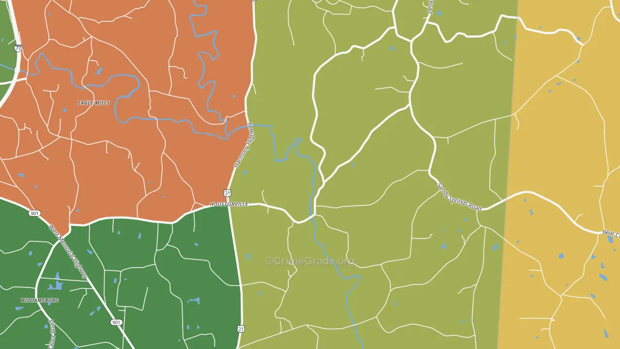 Houstonville, NC Map of Assault Rates