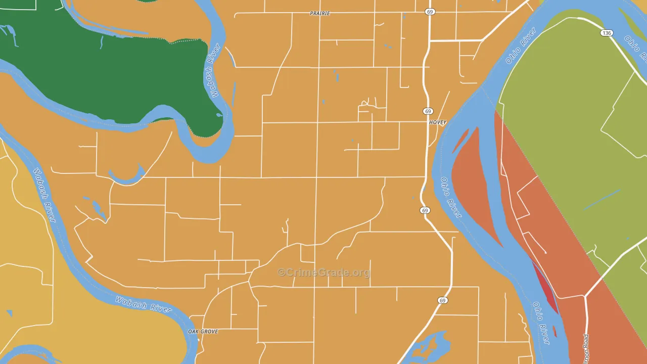Hovey, IN Map of Assault Rates