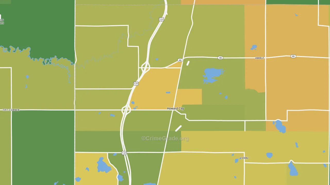 Howard City, MI Map of Assault Rates
