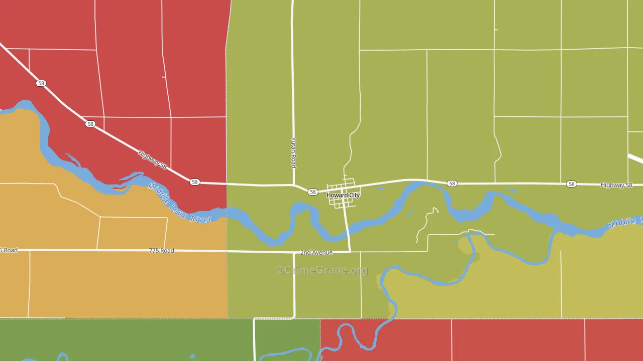 Howard City, NE Map of Assault Rates
