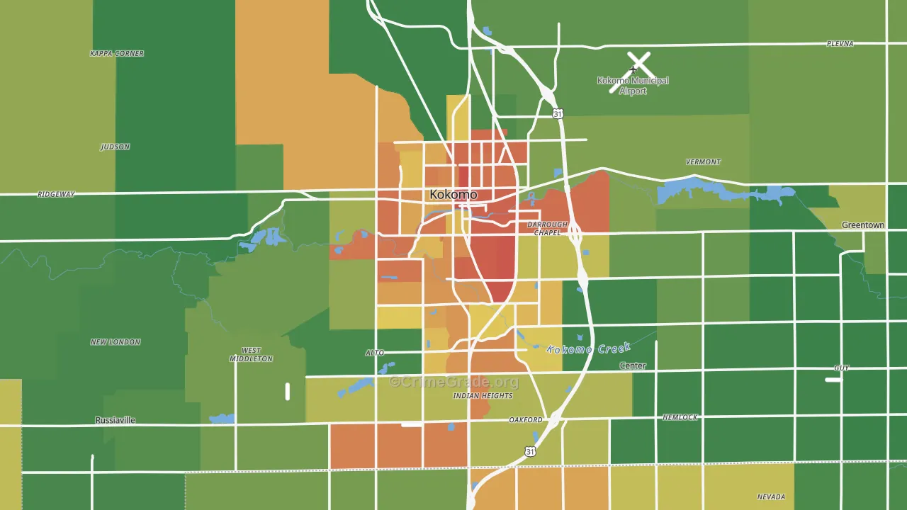 Howard County, IN Map of Assault Rates
