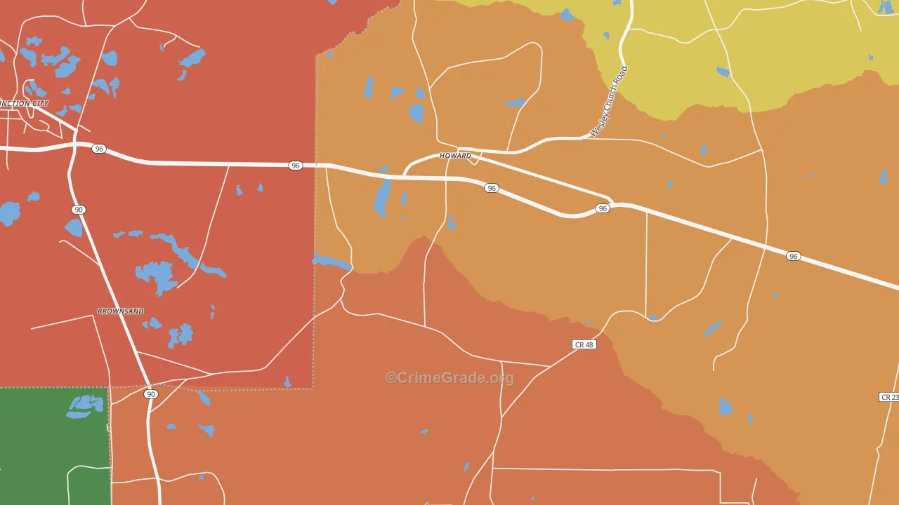 Howard, GA Map of Assault Rates