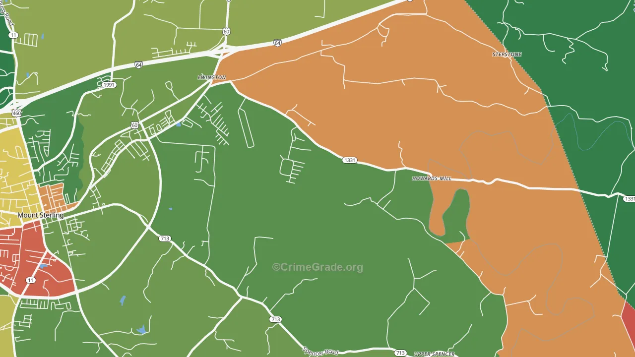 Howards Mill, KY Map of Assault Rates